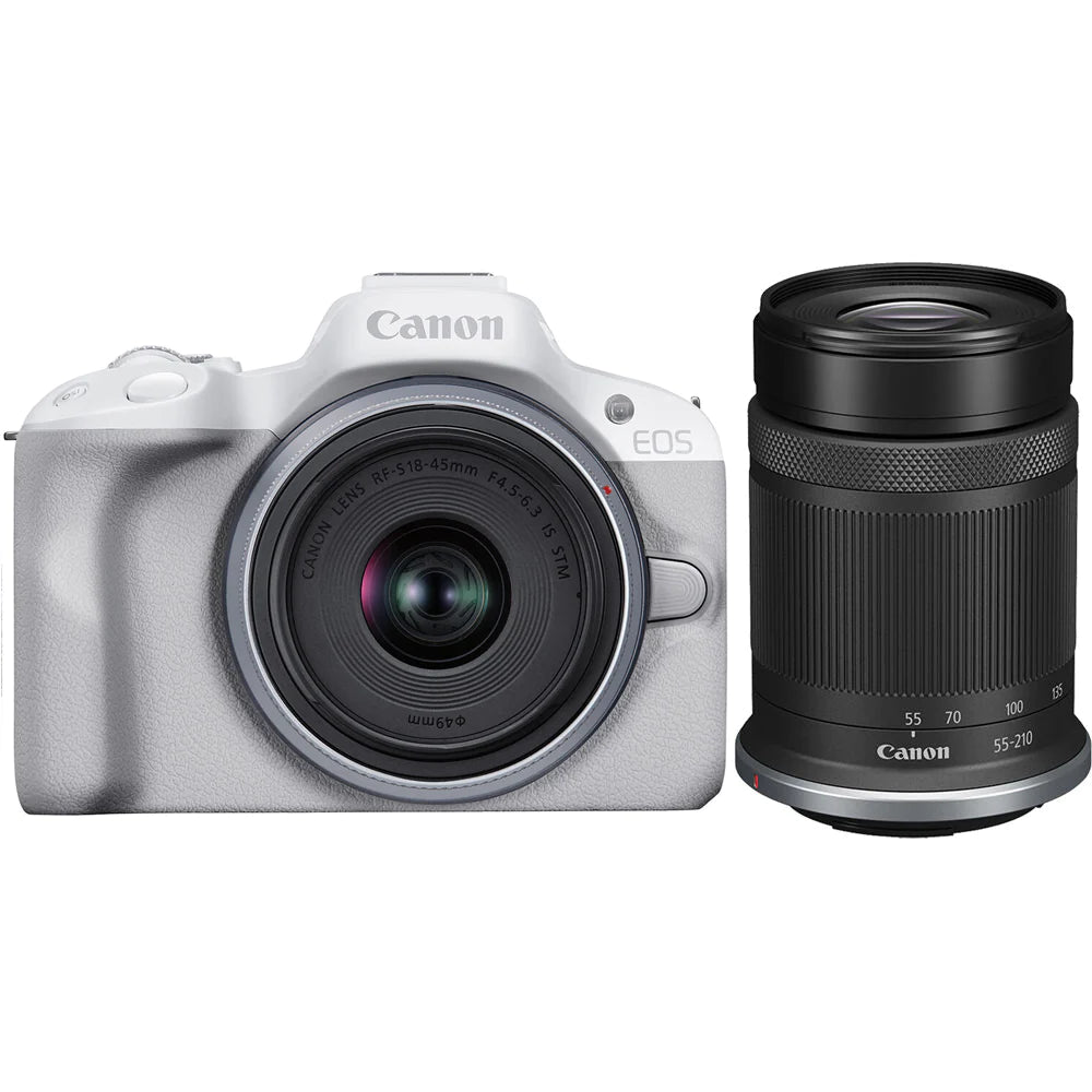 Focus Dynamic R50 Canon EOS R50 Mirrorless Camera with 18-45mm and 55-210mm Lenses (Whit ...